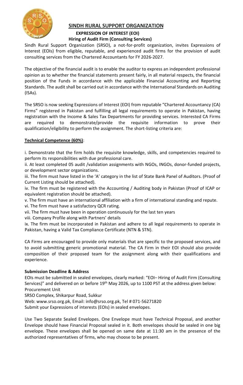 REOI for Hiring Audit firm May 2026